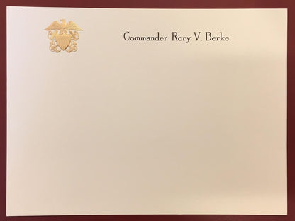 Bespoke Proof | Reid Stationery | Large Executive Correspondence Card Only | Gold Logo Seal and Text on Correspondence Card Only | Hand Engraved | Sterling and Burke Ltd-Custom Stationery-Sterling-and-Burke