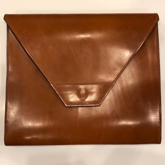 Letter Size Flap Over Portfolio | Large Flap | Magnetic | English Bridle | Dark London Tan | Made in England | Sterling and Burke-Portfolio-Sterling-and-Burke
