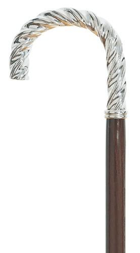 Sterling Silver Dress Stick | Ladies Walking Stick | Twisted Sterling Silver Crook | Rose Wood | Sterling and Burke-Walking Stick-Sterling-and-Burke