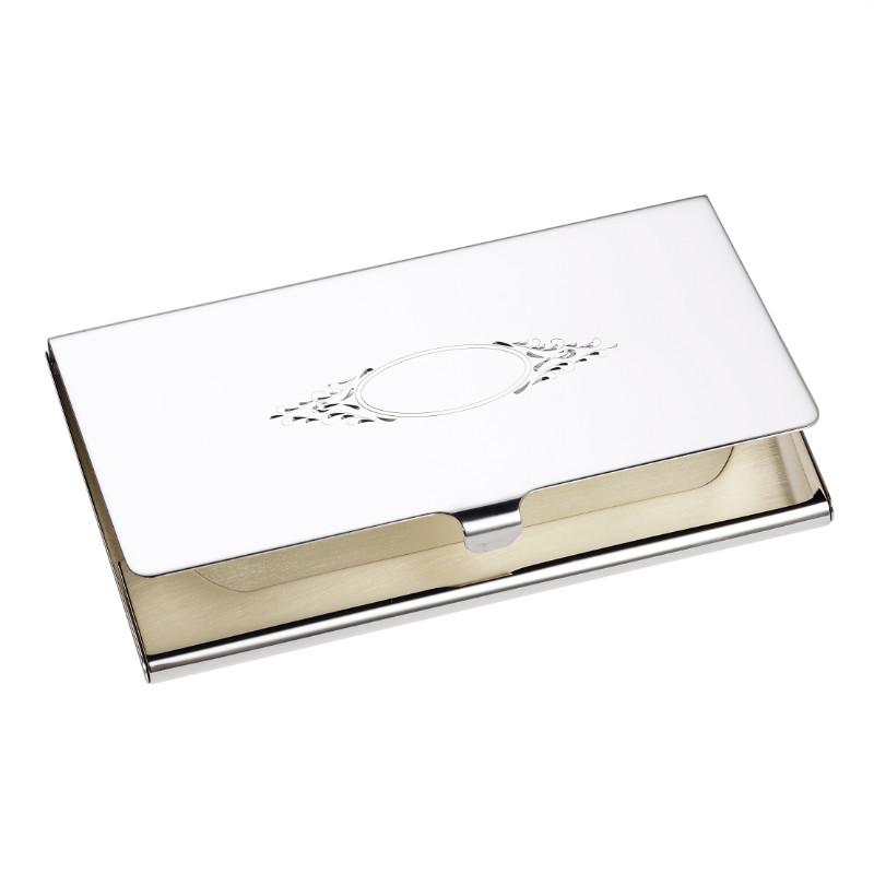 Sterling Silver Business Card Case Holder | Shield for Engraving | Sterling Silver Business Card Holder / Case | Sterling and Burke | Made in USA-Business Card Case-Sterling-and-Burke