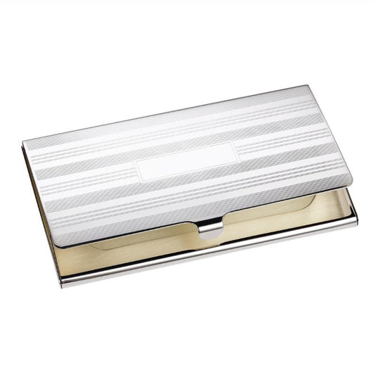 Sterling Silver Business Card Case Holder | Engine Turn | Sterling Silver Business Card Holder / Case | Sterling and Burke | Made in USA-Business Card Case-Sterling-and-Burke
