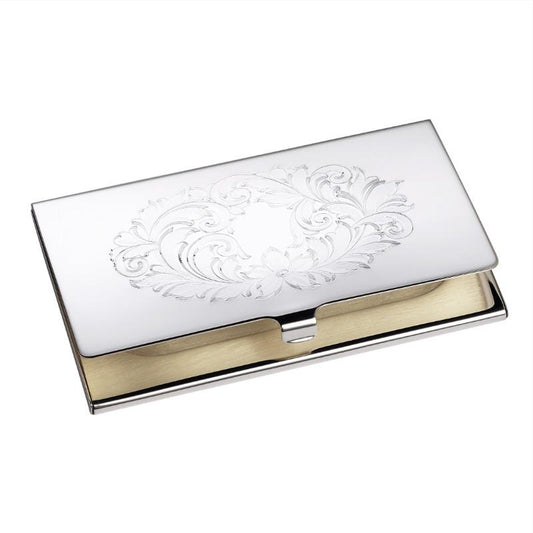 Sterling Silver Business Card Case Holder | Oval Pattern | Sterling Silver Business Card Holder / Case | Sterling and Burke | Made in USA-Business Card Case-Sterling-and-Burke