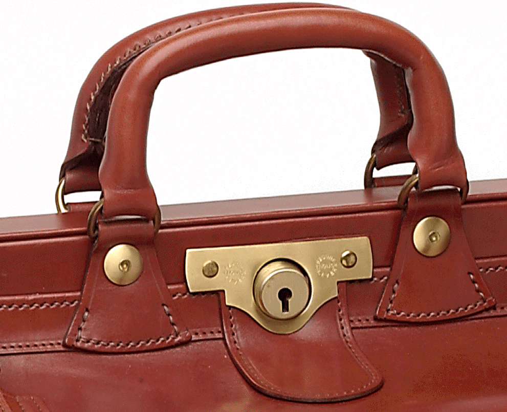 Monalisa - Doctor Gladstone Leather Bag with Front Straps - Red