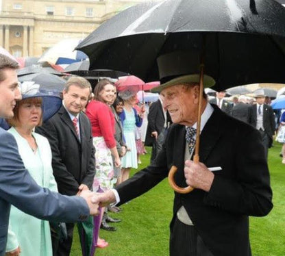 The Philip Garden Umbrella | A Gents Royal Umbrella | Malacca Handle Umbrella | Royal Garden Party Umbrella With Option of Gold Collar | Black Canopy | Made in England | Sterling and Burke-Gent's Umbrella-Sterling-and-Burke