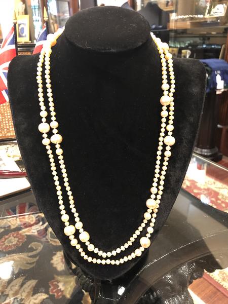 Pearl Necklace | Fresh Water Pearls | Single Strand | Hand Knotted Pearls | 52" Necklace | 3mm and 8mm | Silver Clasp | Powder Pink