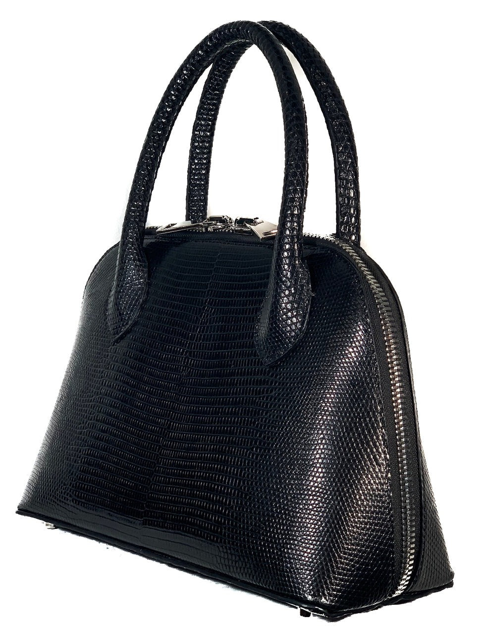 Lizard Purse | Authentic American Lizard Handbag | The Patricia | 15" in Classic Black| Custom Production | Hand Made in America