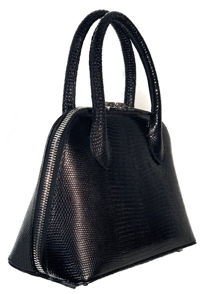 Lizard Purse | Authentic American Lizard Handbag | The Patricia | 15" in Classic Black| Custom Production | Hand Made in America