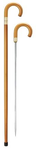 Sword Cane | Concealed Blade in Cane for Gentleman | Black or Cherry Wood | Crook Handle-Walking Stick-Sterling-and-Burke
