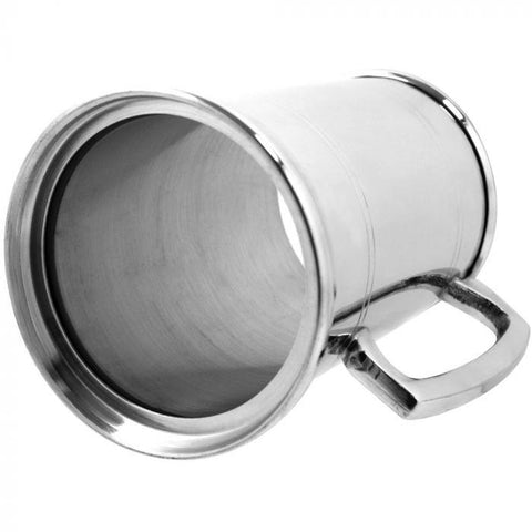 Pewter Tankard | 5" Tall | One Pint Beer Mug | Straight Handle | Glass Bottom | Double Line | Pewter Beer Stein | Solid Pewter | Made in UK-Pewter Tankard | Beer Mug-Sterling-and-Burke