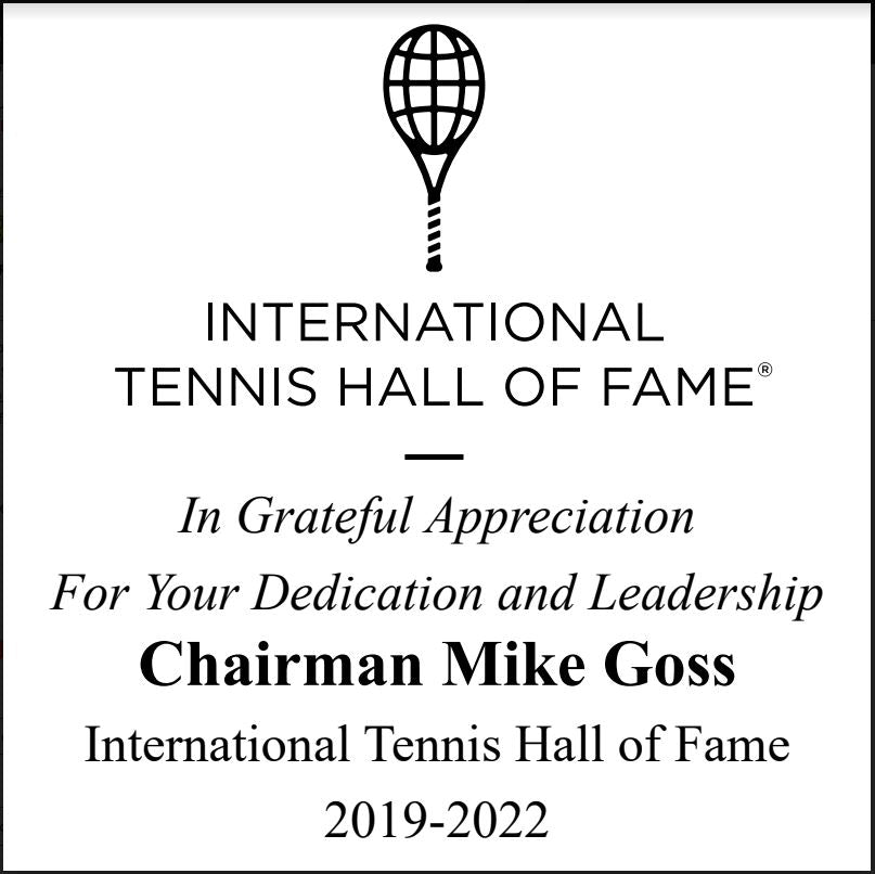 International Tennis Hall of Fame | Gavel and Block in Rosewood Box | Engraved Band on Gavel and Plate on Box |