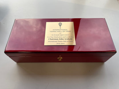 International Tennis Hall of Fame | Gavel and Block in Rosewood Box | Engraved Band on Gavel and Plate on Box |