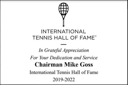 International Tennis Hall of Fame | Gavel and Block in Rosewood Box | Engraved Band on Gavel and Plate on Box |