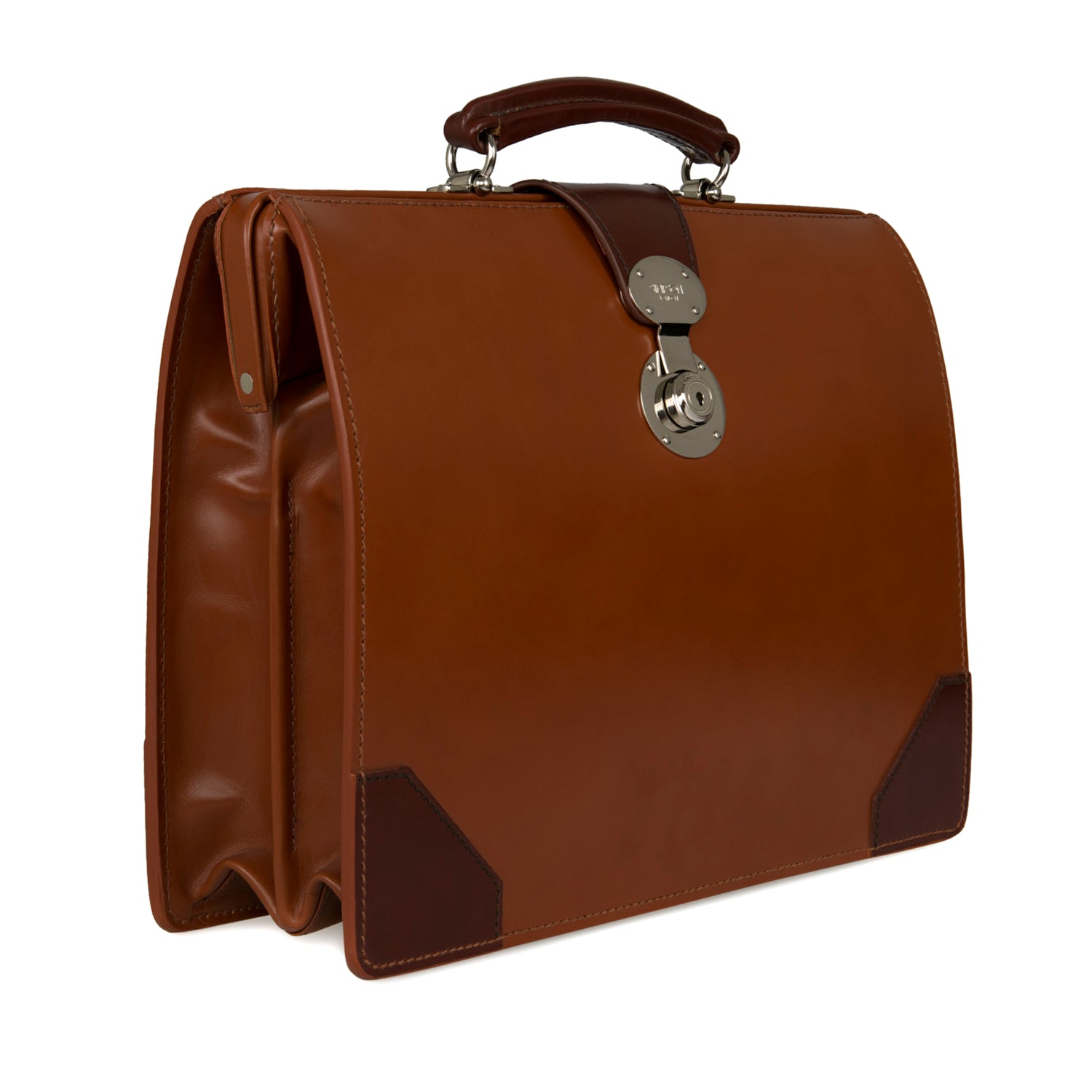 Top Frame Briefcase | Dark Brown Leather | Hand Stitched in England ...