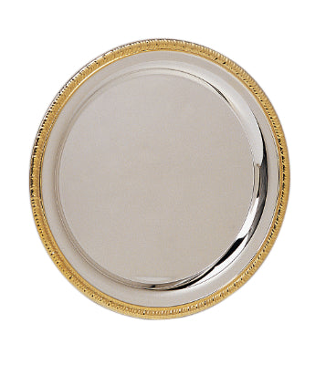 Round Presentation Tray | Silver Plated with gold Plate Edge | Engraved, Sublimation Logo and Message | 10 Inch Diameter