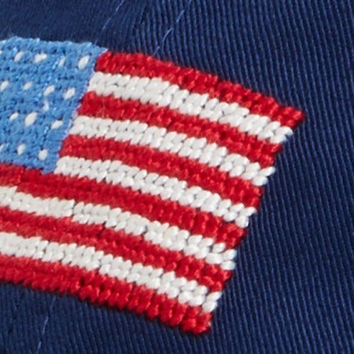 Needlepoint Collection | American Flag Needlepoint Hat | USA Flag Ball Cap | Navy | Smathers and Branson-Hat-Sterling-and-Burke