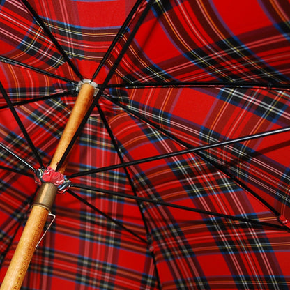 Fox Umbrellas | Maple Gent's Umbrella | A Fun Tartan Umbrella | Solid Shaft Maple | Fun Tartan Canopy | Gold Collar | Finest Quality | Made in England | Fox Umbrellas
