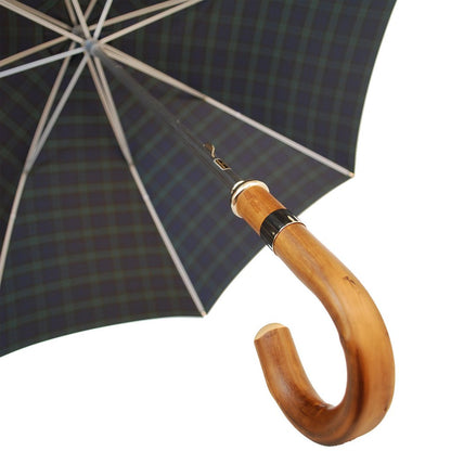 Fox Umbrella | Doorman's Umbrella in Black Watch Plaid | Extra Large Plaid Umbrella | Finest Quality Golf Umbrella