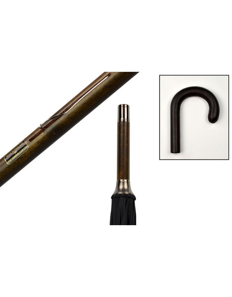 Fox Umbrellas | Leather Handle Gent's Umbrella | Wood Shaft | Finest Quality | Hand-Stitched Leather | Enjoy the Rain!