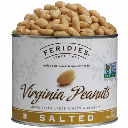 Food Gift Basket | Famous Virginia Peanuts | 36oz. Salted Virginia Peanuts | 4 Pack Peanut Cans