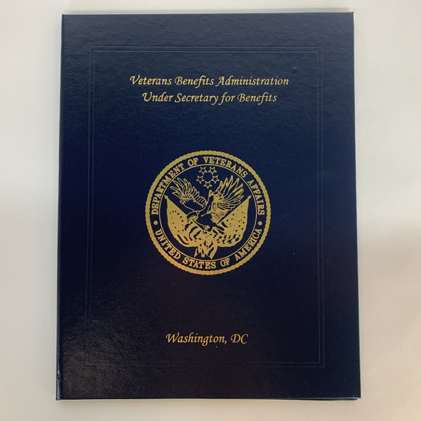 Custom Certificate Holder | Veterans Benefits Administration | Non Padded Certificate Holder | 8.5 by 11 inch Vertical | Washington, DC | Charing Cross USA