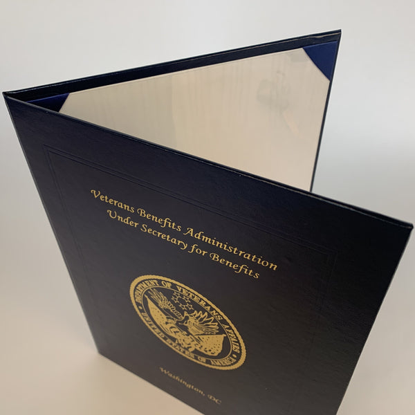 Custom Certificate Holder | Veterans Benefits Administration | Non Padded Certificate Holder | 8.5 by 11 inch Vertical | Washington, DC | Charing Cross USA