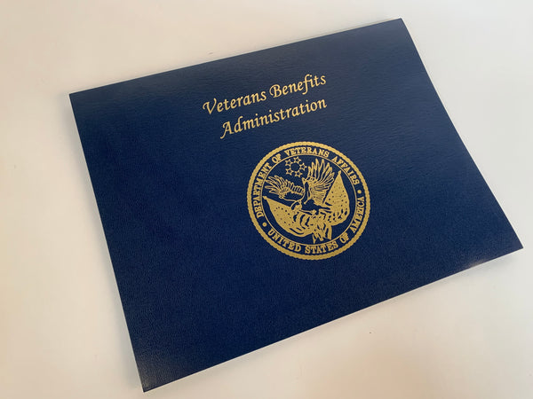 Custom Certificate Holder | Veterans Benefits Administration | 100 Flexible Cover Certificate Holder | 8.5 by 11 inch Horizontal | Washington, DC | Charing Cross USA