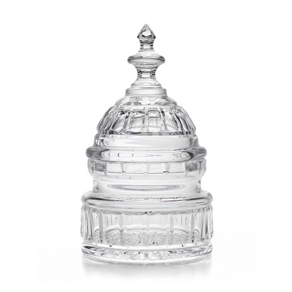 Food Council Committee 2023 | Waterford Crystal Capitol Dome Biscuit Jar | Walnut Base with Color Logo and Text on Brass Plate