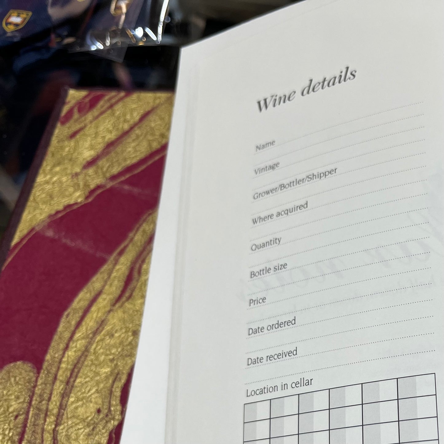 Wine Cellar Book | Custom Binding | Special End Papers and Gold Tooling | Classic Wine Cellar Book | Hand Made in England | Charing Cross