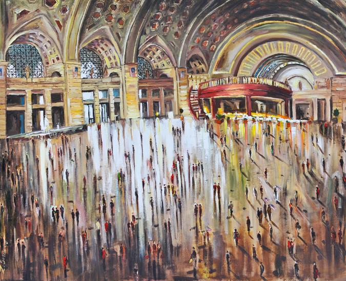 Union Station, American Dream | Original Oil and Acrylic Painting by Zachary Sasim | 30" by 40" | Commission-Oil and acrylic-Sterling-and-Burke