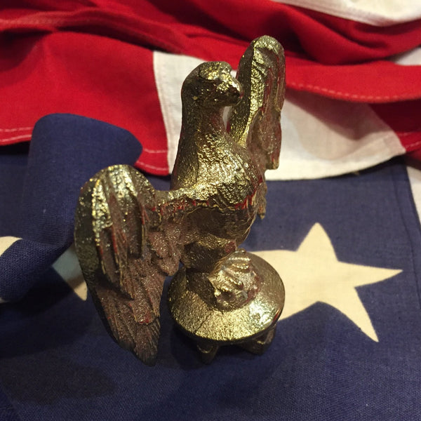 Patriotic Antique American Eagle Flag Topper | Gold Plated | US Flag Eagle 3.5" | Business Gift-Antique Artifact-Sterling-and-Burke