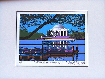 Jefferson Memorial | Jefferson Memorial Art | Joseph Craig English, Artist | 11 by 14 Inches-Giclee Print-Sterling-and-Burke