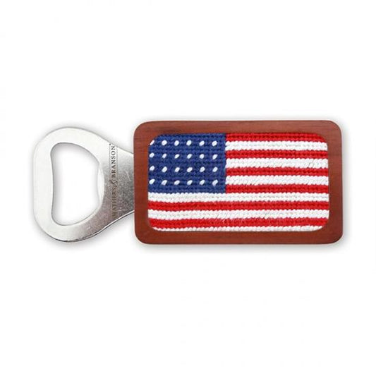 Needlepoint Collection | American Flag Needlepoint Bottle Opener | Smathers and Branson-Bottle Opener-Sterling-and-Burke