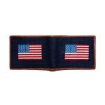 Needlepoint Collection | American Flag Needlepoint Bi-Fold Wallet | Hip Wallet | Navy | Smathers and Branson-Wallet-Sterling-and-Burke