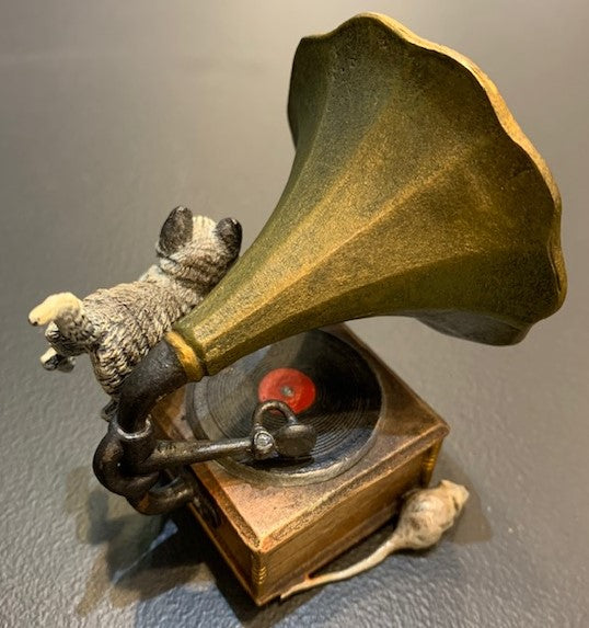 Cat Gramophone | Viennese Bronze