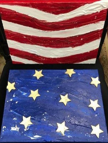 Art | Liberty Diptych Stars and Stripes, Original Mixed Media on Canvas, 12 by 18 inches