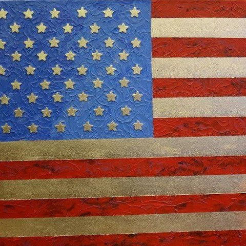 Art | Original America Flag | Original Painting | 26 by 24 Inches | Sue Israel | sold