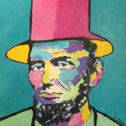 Art | Pink Panther Hat Lincoln I | Original Acrylic by Sue Israel | 14" x 11"