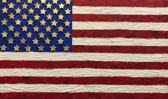 Art | Freedom | American Flag Art | Original Mixed Media on Canvas by Sue Israel | 18" x 30"