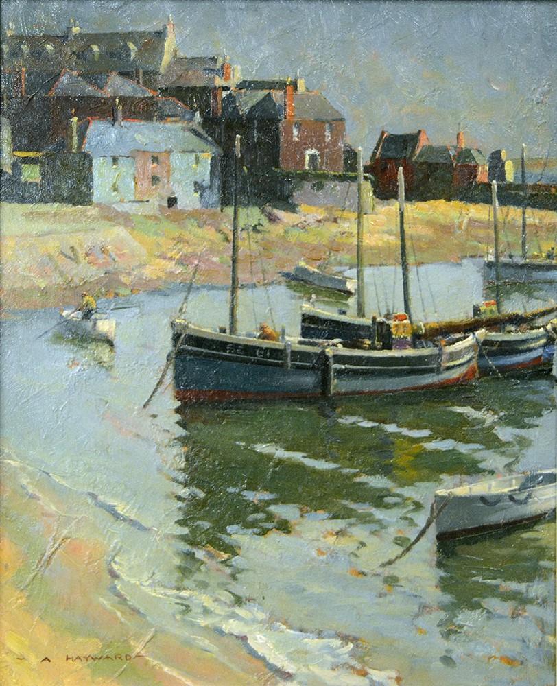 Antique Oil Painting | Morning at St. Ives (Fishing Boats) by Arthur Hayward | 15" x 13"-Oil Painting-Sterling-and-Burke