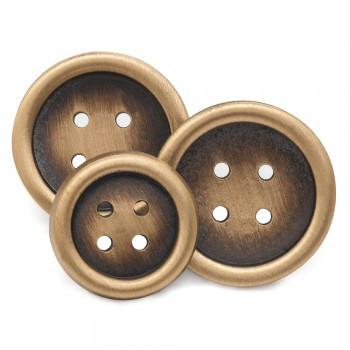 Four Hole Single Breasted Blazer Button Set, Antique Brass-Blazer Buttons-Sterling-and-Burke
