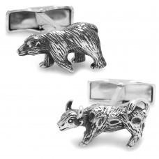 Bull and Bear Cufflinks, | Sterling Silver Cuff Links | Stock Market Cuff Links-Cufflinks-Sterling-and-Burke