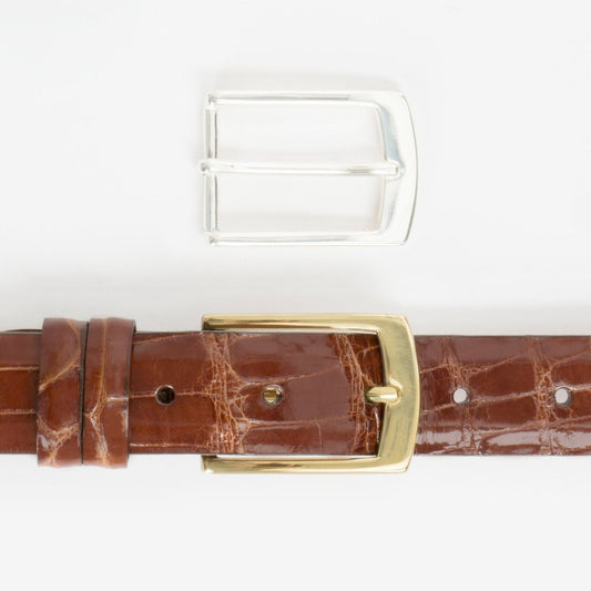 Genuine American Alligator Belt 1 3/16 Inches, Chestnut-Belt-Sterling-and-Burke