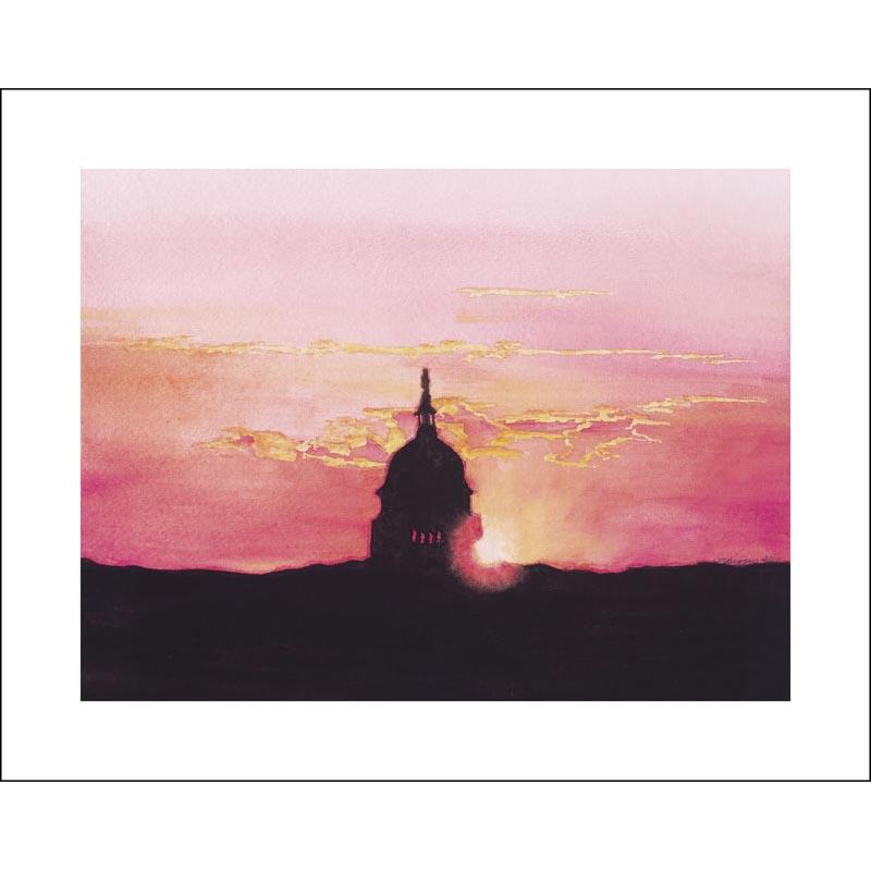 Capitol Morning | Watercolor, Framed by Carole Moore Biggio | 14" x 16"-Original Watercolor-Sterling-and-Burke