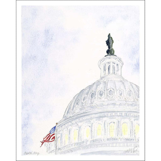 Art | Capitol Flag II | Limited Edition Giclee Print with Mat by Carole Moore Biggio | 10" x 8"-Giclee Print-Sterling-and-Burke