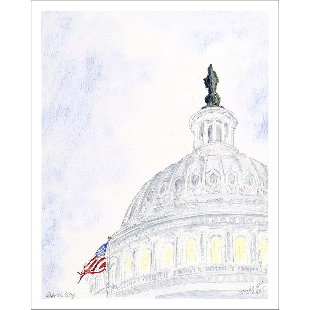 Capitol Flag II | Giclee Print with Mat by Carole Moore Biggio | 10" x 8"-Giclee Print-Sterling-and-Burke