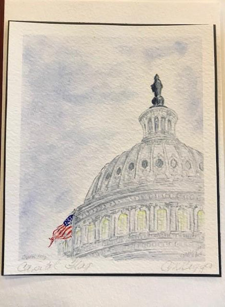 Art | Capitol Flag | Limited Edition Giclee Print Card by Carole Moore Biggio | 7" x 5"-print card-Sterling-and-Burke