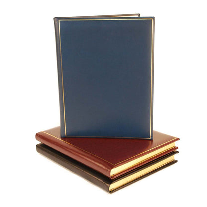 Bespoke Wedding Book | White Textured Calf Leather Cover with Gold Line and Text| Large Horizontal Format | Blank Pages | Gilt Edges | Made in England | Charing Cross and Co.-Guest Book-Sterling-and-Burke