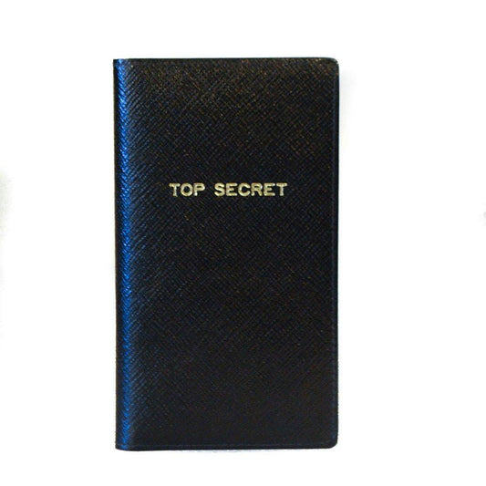 Leather Cover with Removable Notes | "Top Secret" | 6 by 3 Inch | Made in England | Sterling and Burke-Titled Notebooks-Sterling-and-Burke