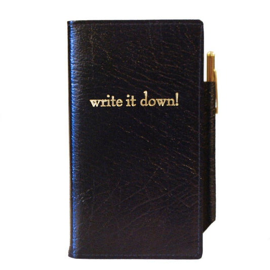 Leather Cover with Removable Notes, 6x3, "Write it Down"-Titled Notebooks-Sterling-and-Burke