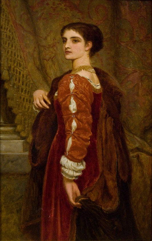 Antique Oil Painting | A Sideways Glance by Charles Edward Perugini | 26-3/4 by 19-3/4 Inches-Oil Painting-Sterling-and-Burke